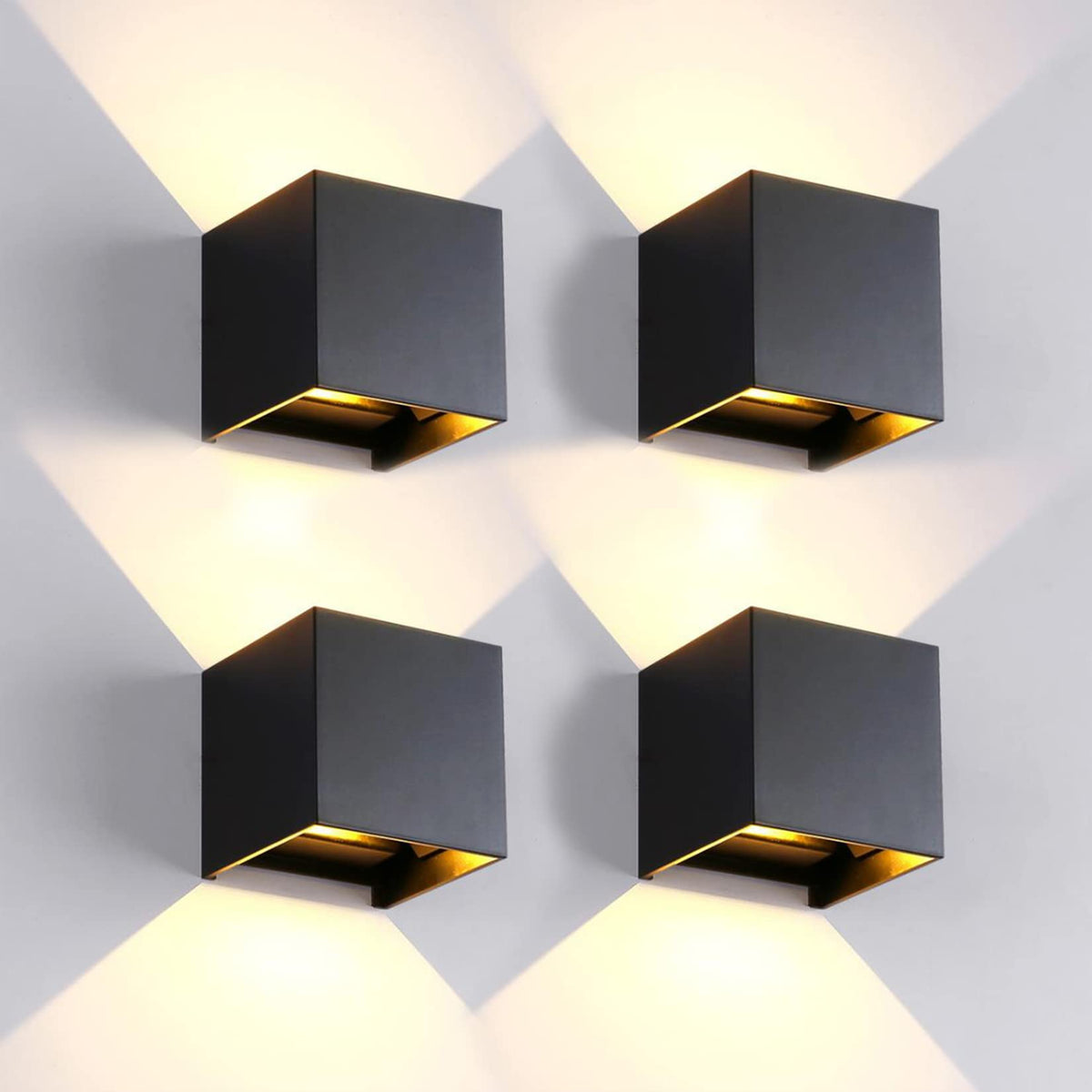 Mille Lucciole square outdoor wall light front view for modern exterior lighting