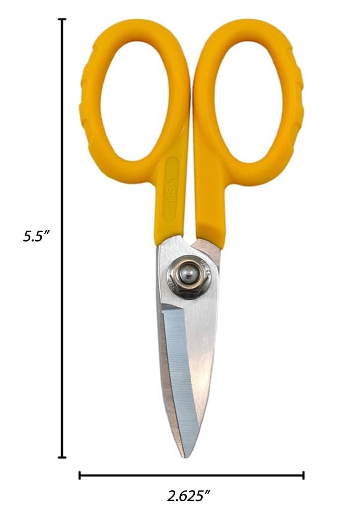 Miller KS-1 yellow scissors blade closeup shows durable steel edge