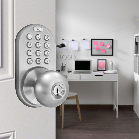 MiLocks TKK-02SN installed on a left- or right-handed door with adjustable latch.