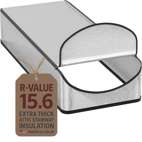 Miloo attic insulation cover on a closed hatch showing full 25x54 opening