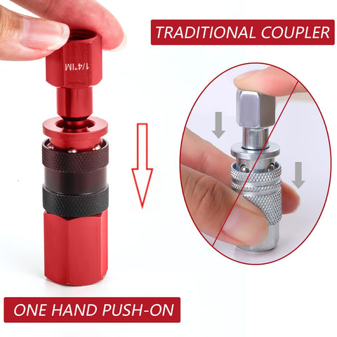 Milosline 1/4-inch female air plug for universal compatibility and steady fit.