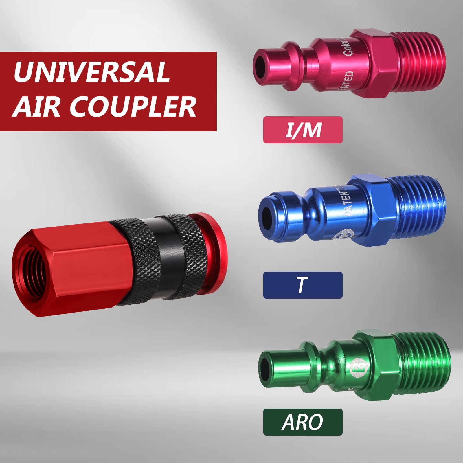Milosline 1/4-inch FNPT universal air coupler for fast, secure attachment.