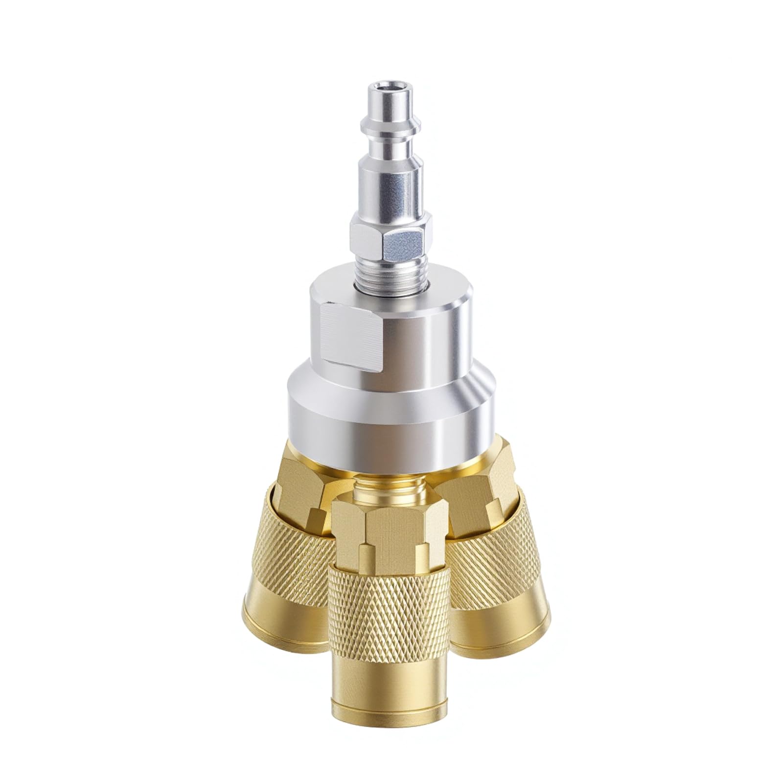 Milosline 1/4 inch NPT 3-way air-manifold brass-couplers for efficient distribution