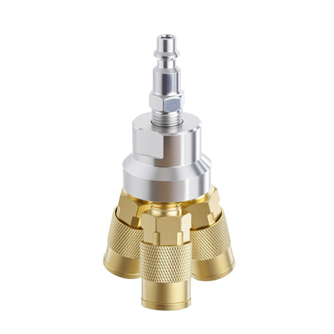 Milosline 1/4 inch NPT 3-way air-manifold brass-couplers for efficient distribution