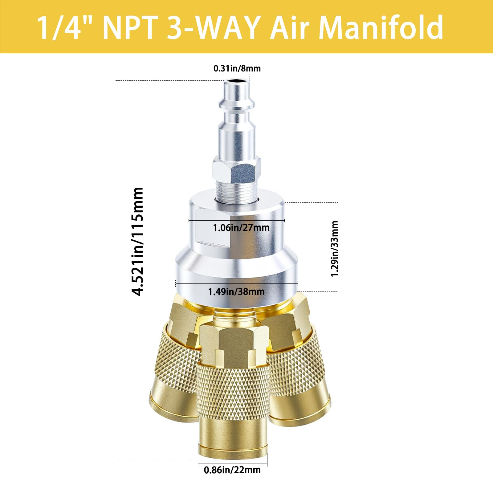 Milosline brass-couplers set showing a 3-piece air-fitting kit for versatile connections