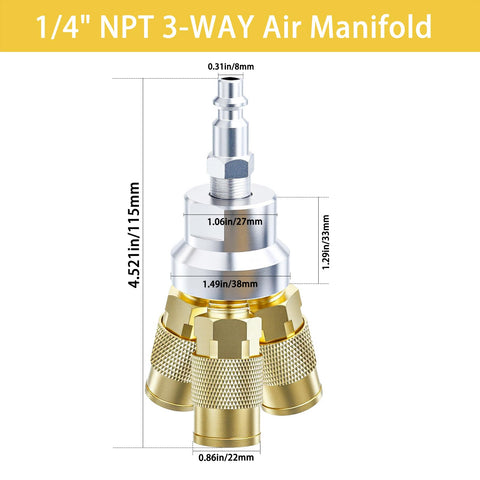 Milosline brass-couplers set showing a 3-piece air-fitting kit for versatile connections
