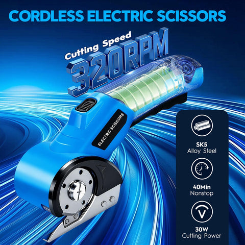 MILTNK cordless electric scissors with LED light for precise cuts in low light