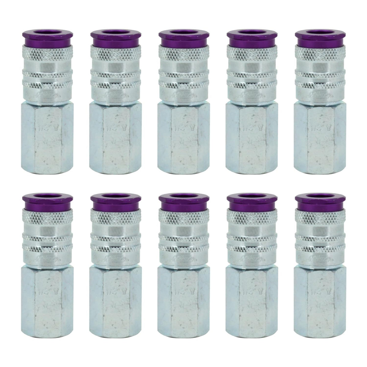 Milton ColorFit HighFlowPRO v-style couplers in purple enable fast, reliable tool connections.