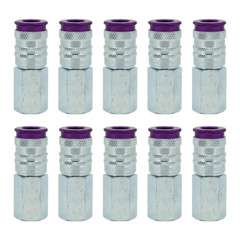 Milton ColorFit HighFlowPRO v-style couplers in purple enable fast, reliable tool connections.