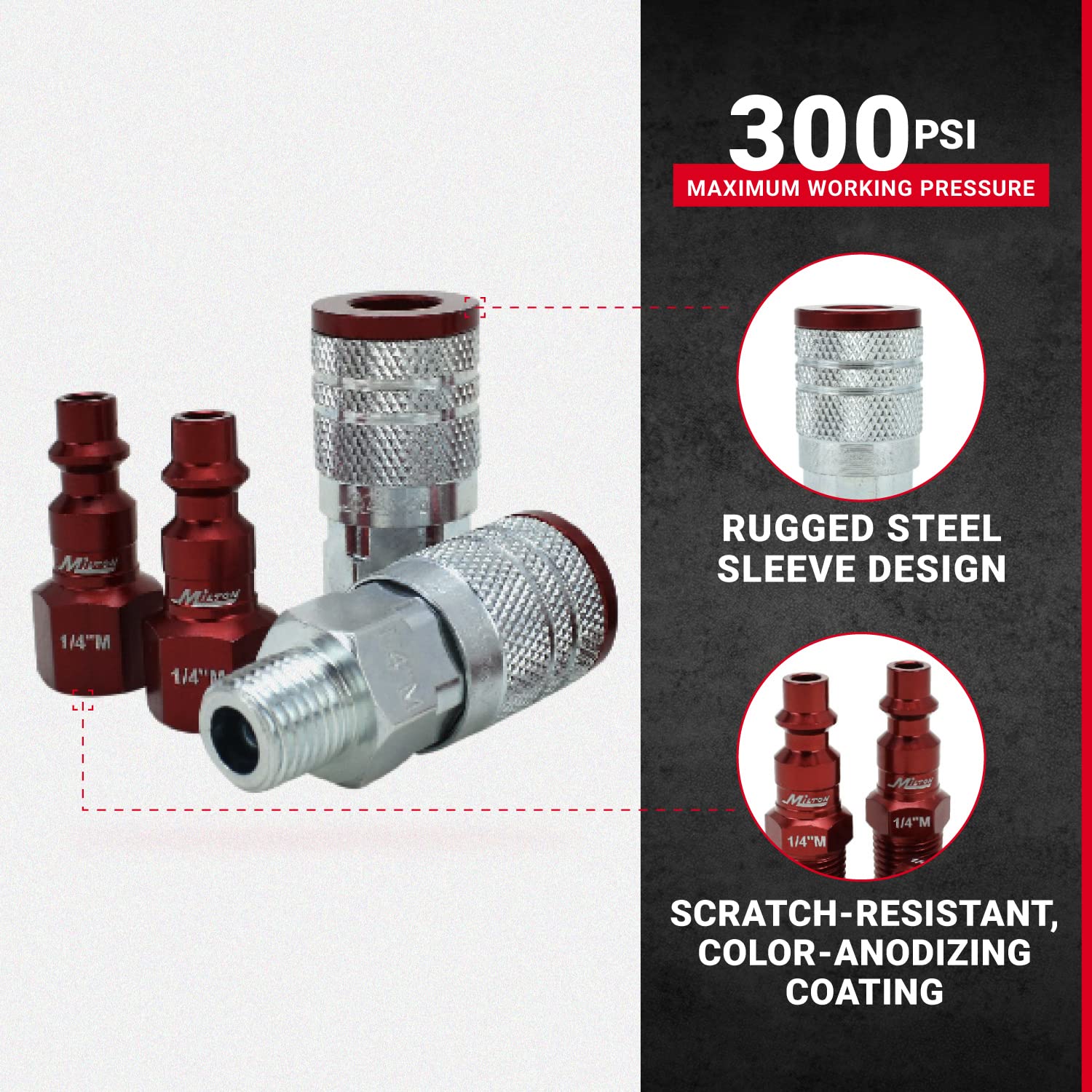 Milton ColorFit red plug marks lubricated air lines clearly.