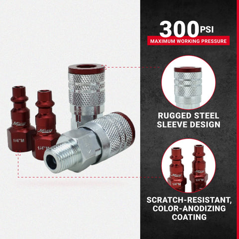 Milton ColorFit red plug marks lubricated air lines clearly.