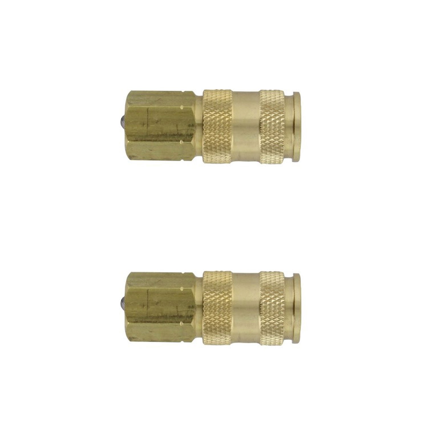 Milton HI-Flo V-style brass 1/4-inch coupler for HVLP guns, supporting flexible plug options