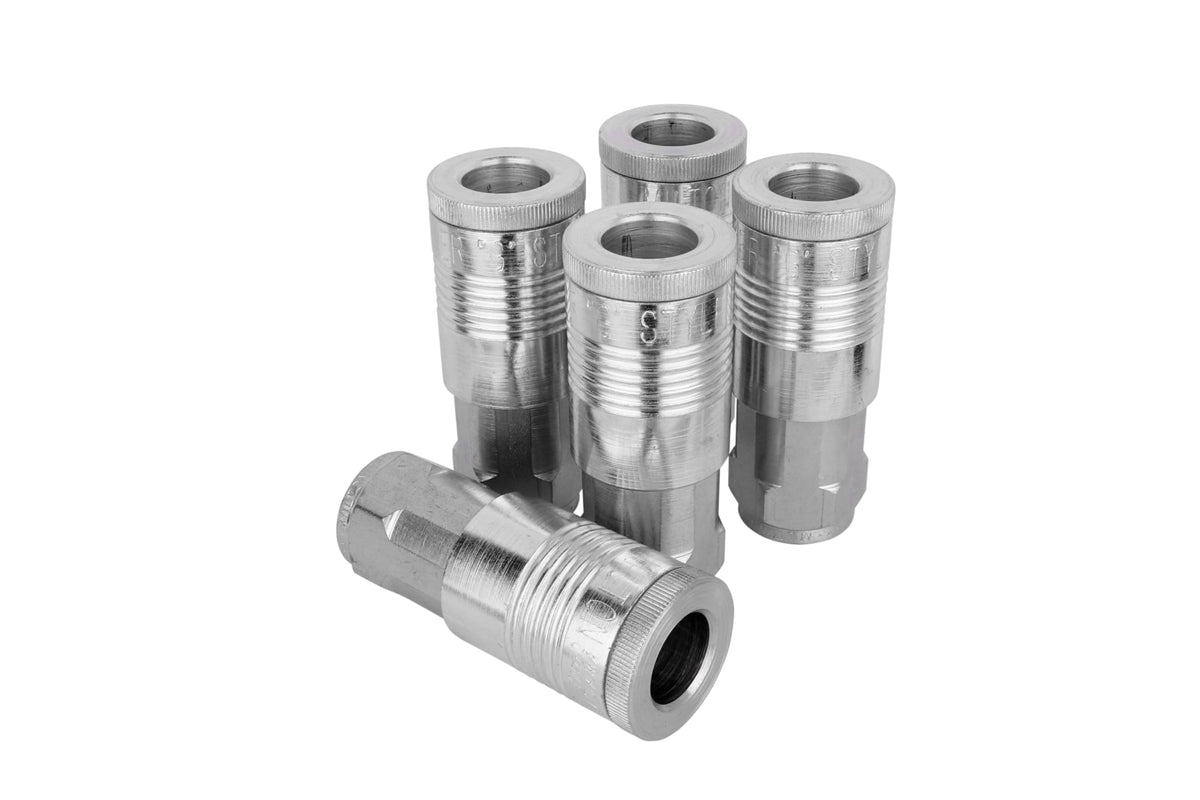 Milton air coupler front view with quick-connect for fast tool changes