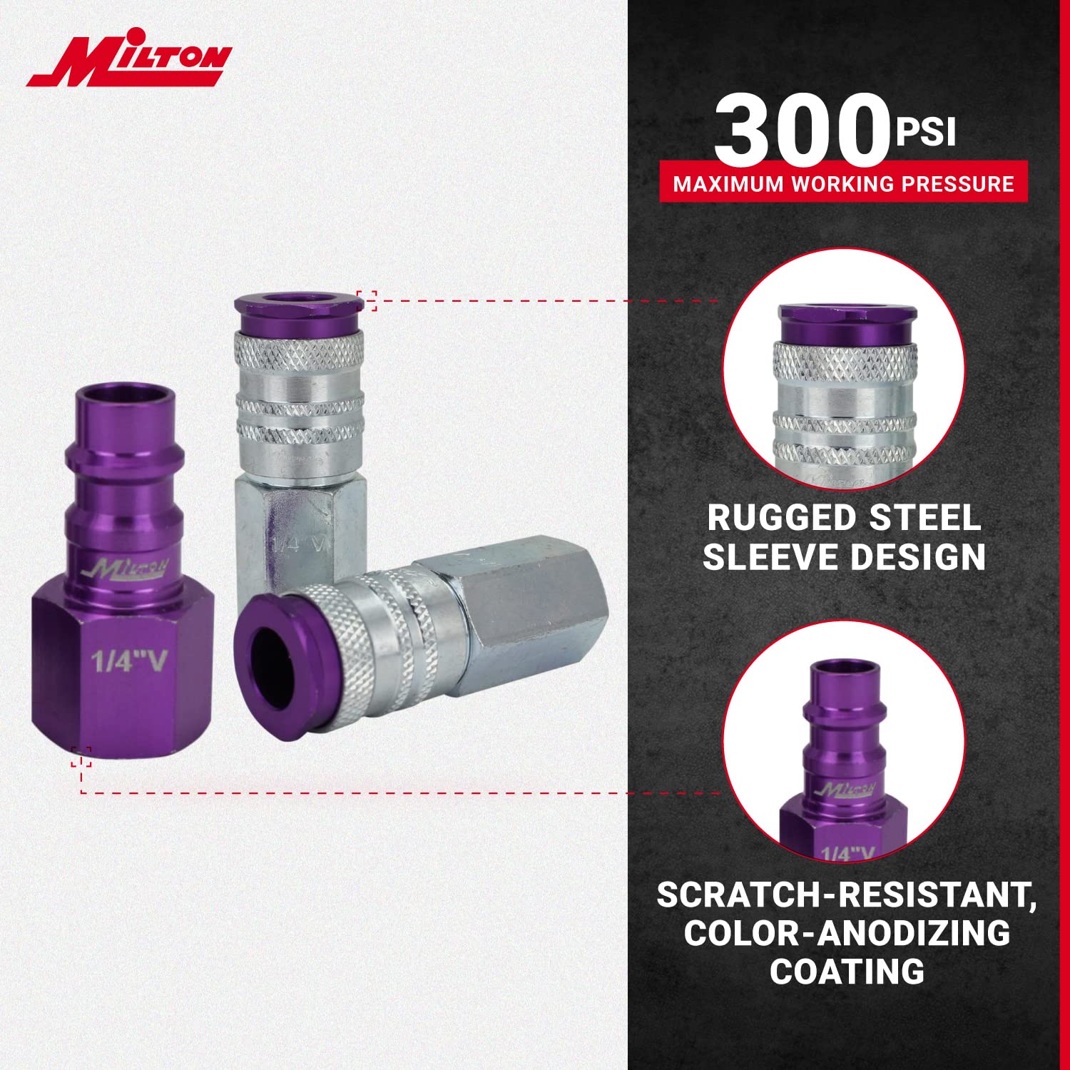 Milton S-314VKIT hi-flow design boosts airflow for high-CFM tools.