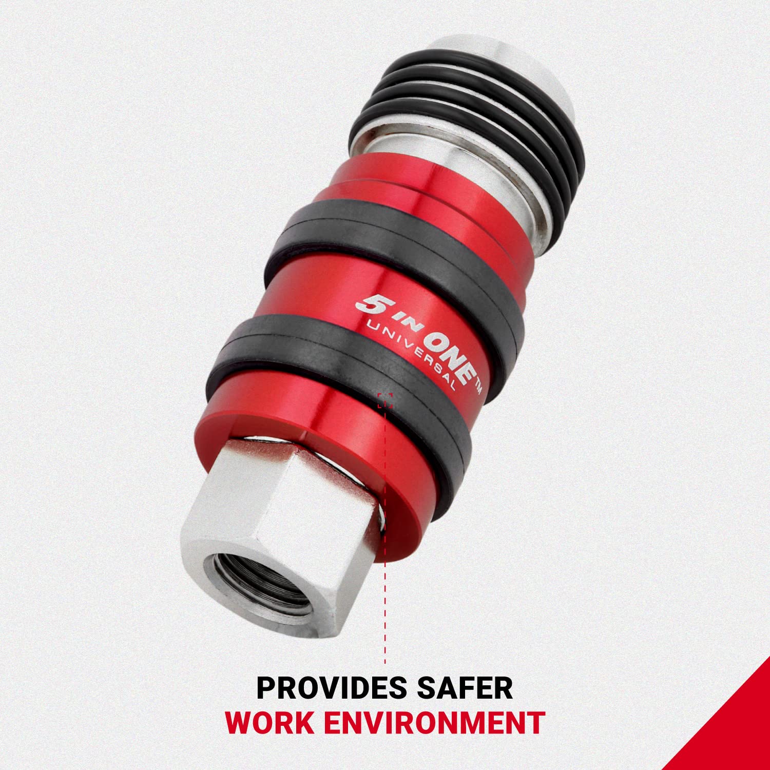 Milton S-1750 1/4 in NPT female connector provides a secure hose fit.