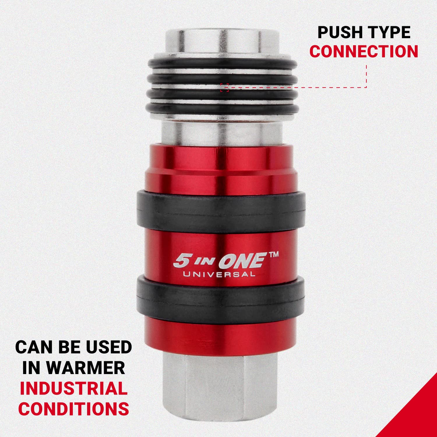 Milton S-1750 safety exhaust mechanism reduces hose whip during disconnects.