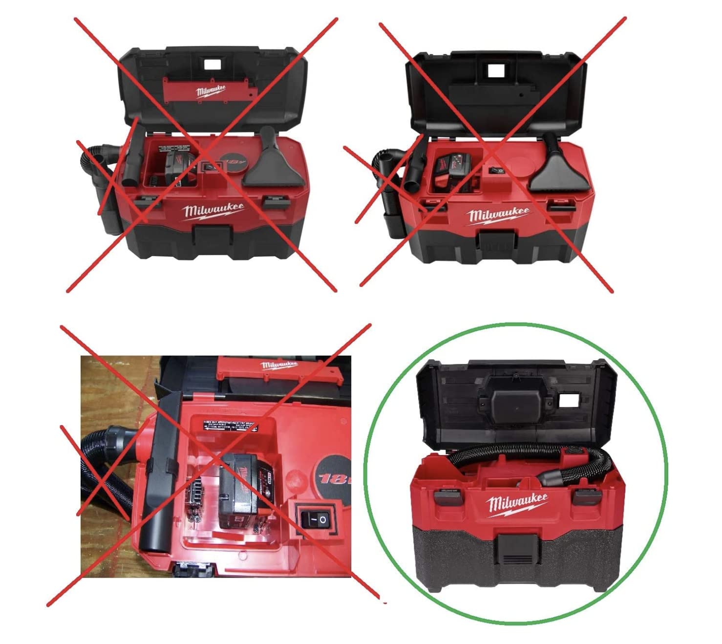 Milwaukee 0960-20 vacuum hose connection demonstrates flexible reach for tight spaces