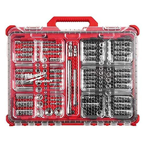 Milwaukee 106pc ratchet mechanism highlight enabling smooth operation on fasteners.