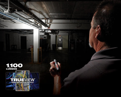 Milwaukee 1100-lumen flashlight rugged case emphasizes durability in tough environments.