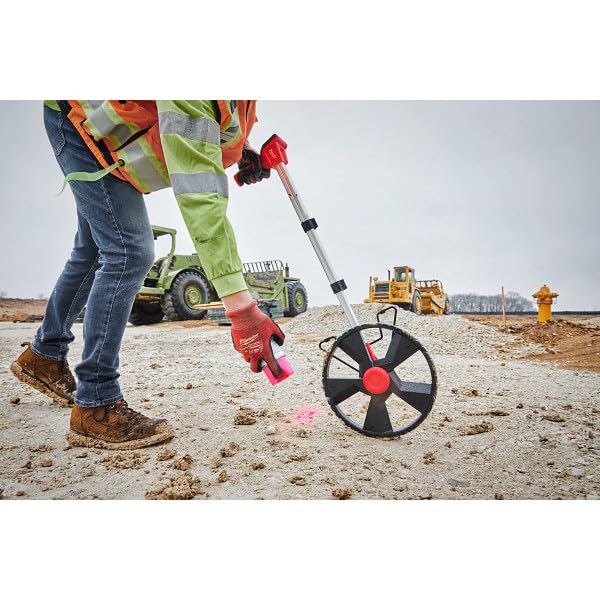 Milwaukee 12in digital measuring wheel compact design fits tool belts.