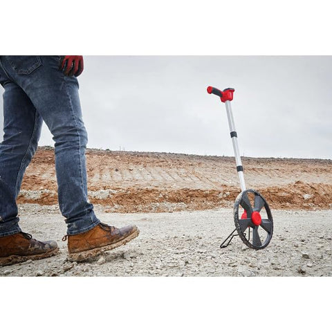 Milwaukee 12in digital measuring wheel easy-to-read units speed site measurements.