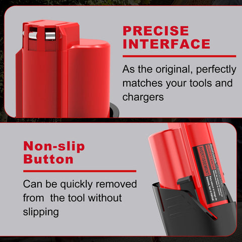 Milwaukee M12 12V battery 48-11-2425 replacement for M12 tools