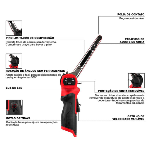 Milwaukee 12V Fuel sander forward and reverse rotation option