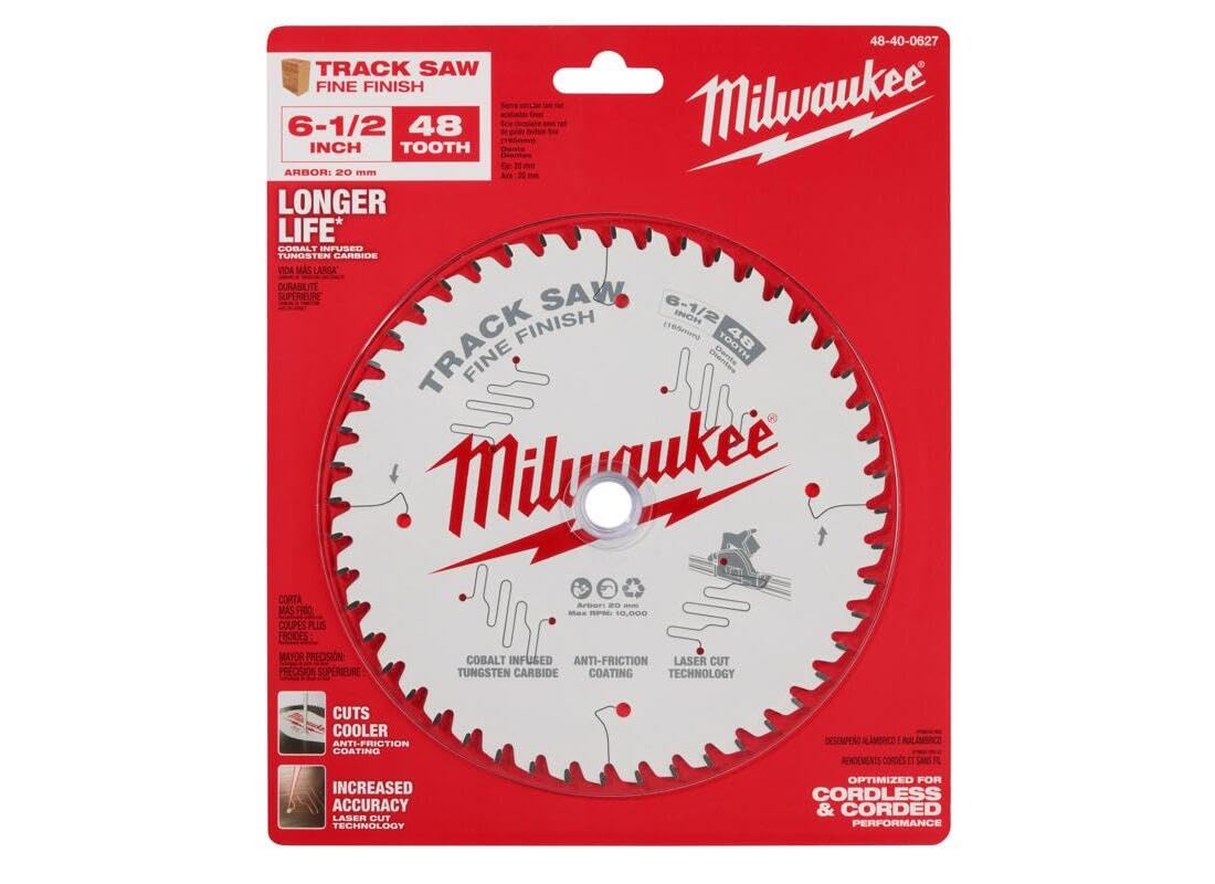 Milwaukee 20mm arbor blade suited for compatible track saw setups and overload protection