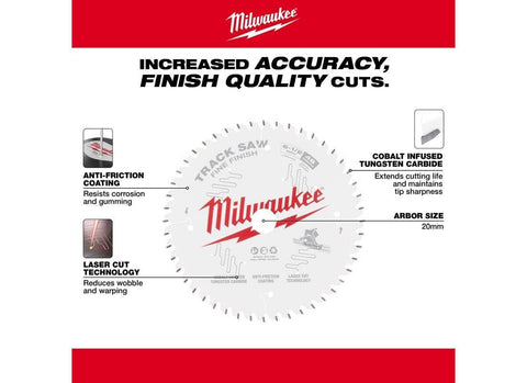 Milwaukee 165mm blade slicing plywood for smooth, square cuts with high-quality finish