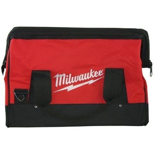 Milwaukee 17-inch heavy-duty canvas tool bag front view for on-site organization