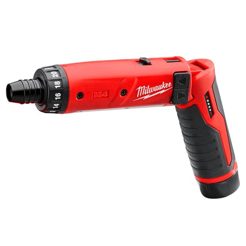 Milwaukee 2101-22 M4 1/4 hex screwdriver kit battery compartment view with two batteries