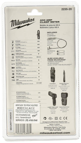 Milwaukee 2235-20 clamp meter rear view showing rugged overmold for durability