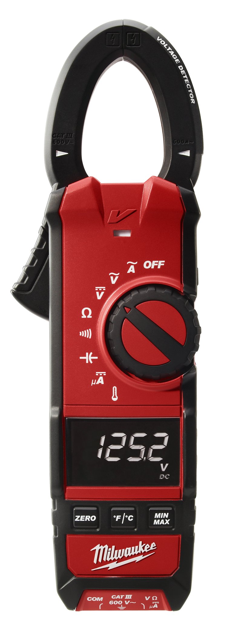 Milwaukee 2236-20 clamp meter with large 1.3 inch jaw for thick conductors.