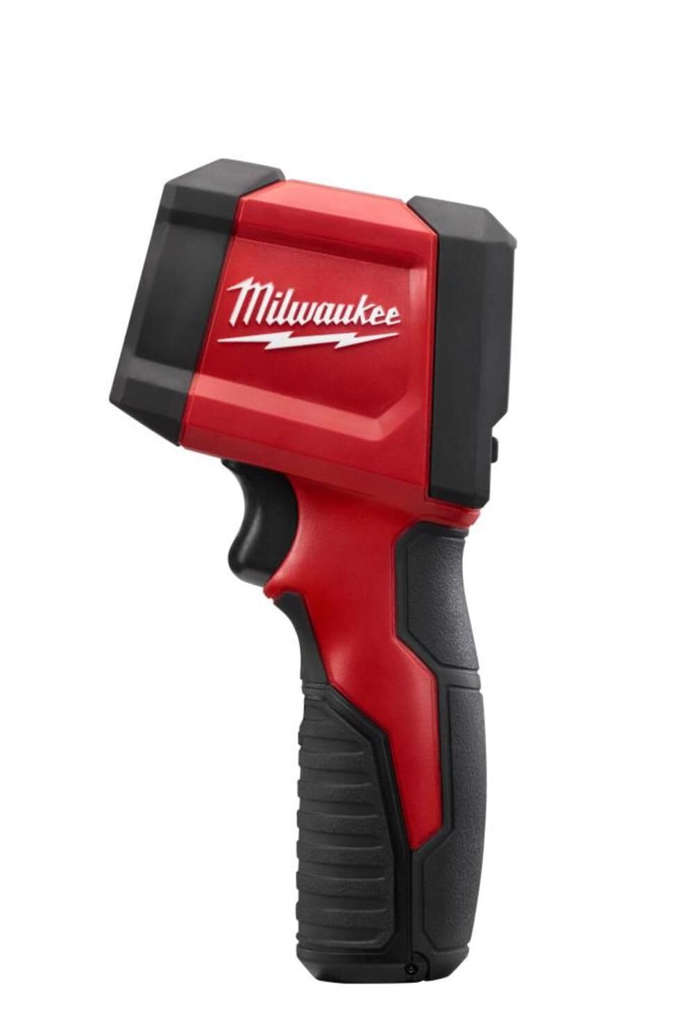 Milwaukee 2267-20 infrared temp-gun angle view highlighting ergonomic design