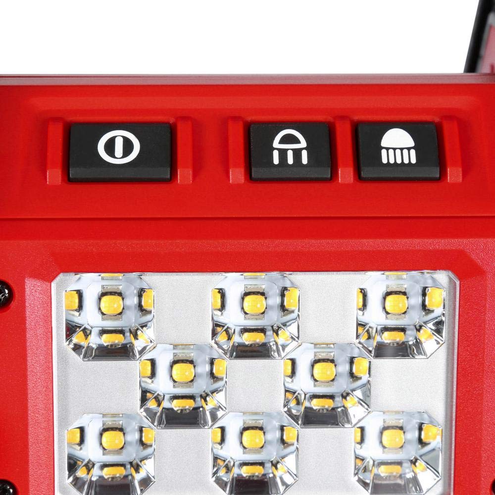 Milwaukee 2361-20 LED flood light octagonal shape enables versatile angled positioning.