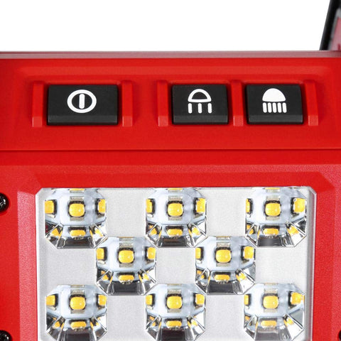 Milwaukee 2361-20 LED flood light octagonal shape enables versatile angled positioning.