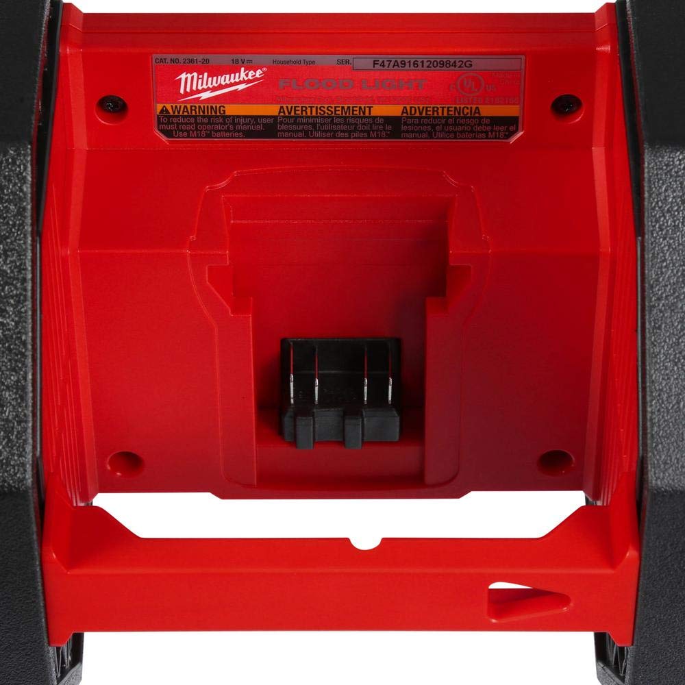 Milwaukee 2361-20 LED flood light roll cage design resists jobsite abuse.