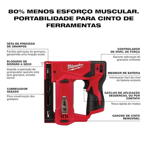 Milwaukee 2447-20 slotted magazine view shows staple status at a glance