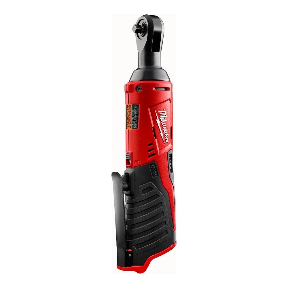Milwaukee 2456-20 M12 1/4 ratchet tool image highlighting compact, durable design for tight spaces