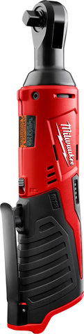 Milwaukee 2457-20 M12 cordless ratchet with compact design for tight spaces.