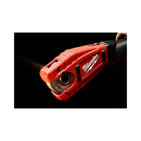 Milwaukee 2471-20 built-in LED work light illuminates the cutting area.