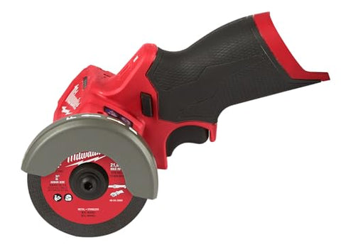 Milwaukee 2522-20 cut-off tool with 3-inch wheel cutting smoothly