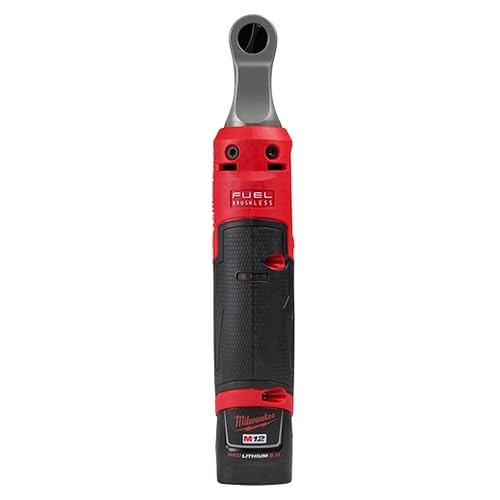 Milwaukee 2566-22 with LED light illuminates workspace for precise fastener work.