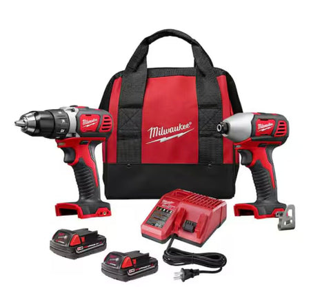 Milwaukee 2697-22 hammer drill and impact driver kit in action for tight spaces
