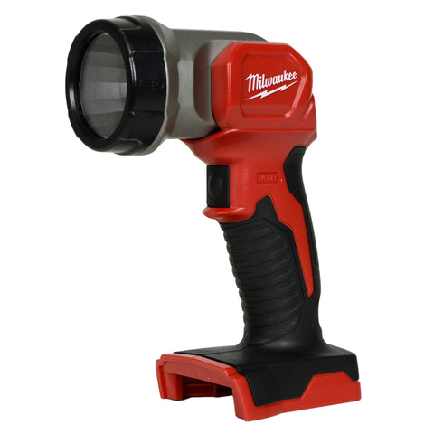 Milwaukee 2735-20 head rotated 135 degrees for focused, precise lighting.