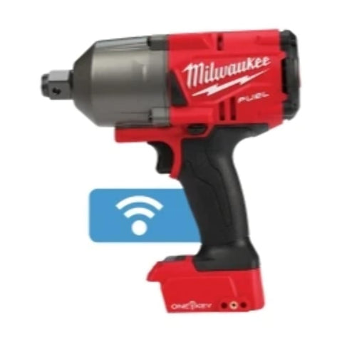 Milwaukee 2864-20 Fuel One-Key high torque impact wrench in action for heavy-duty fastening.