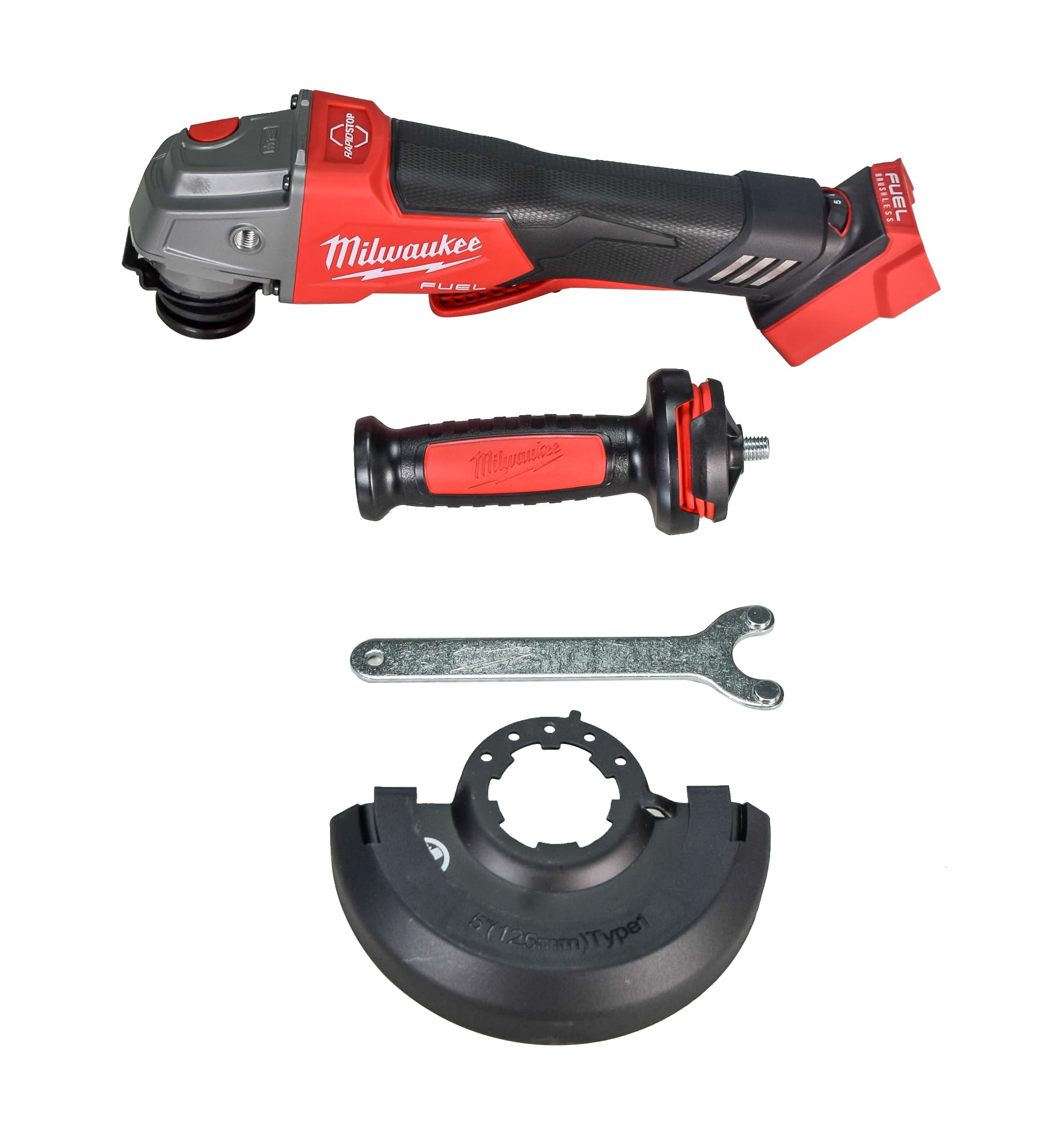 Milwaukee 2888-20 grinder front view showing 8,500 RPM capability.
