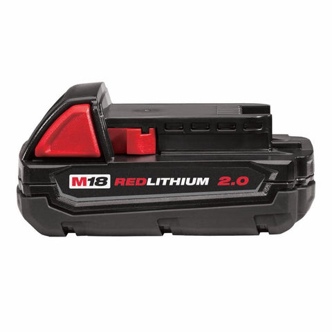 Milwaukee 48-11-1820 compact battery pack front view showing compact design for extended runtime