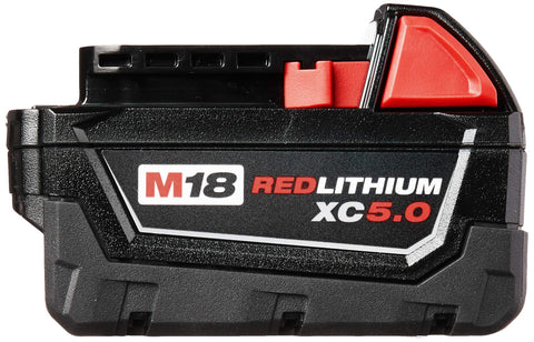 Milwaukee 48-11-1850 Bat Pack showing onboard fuel gauge for runtime awareness.