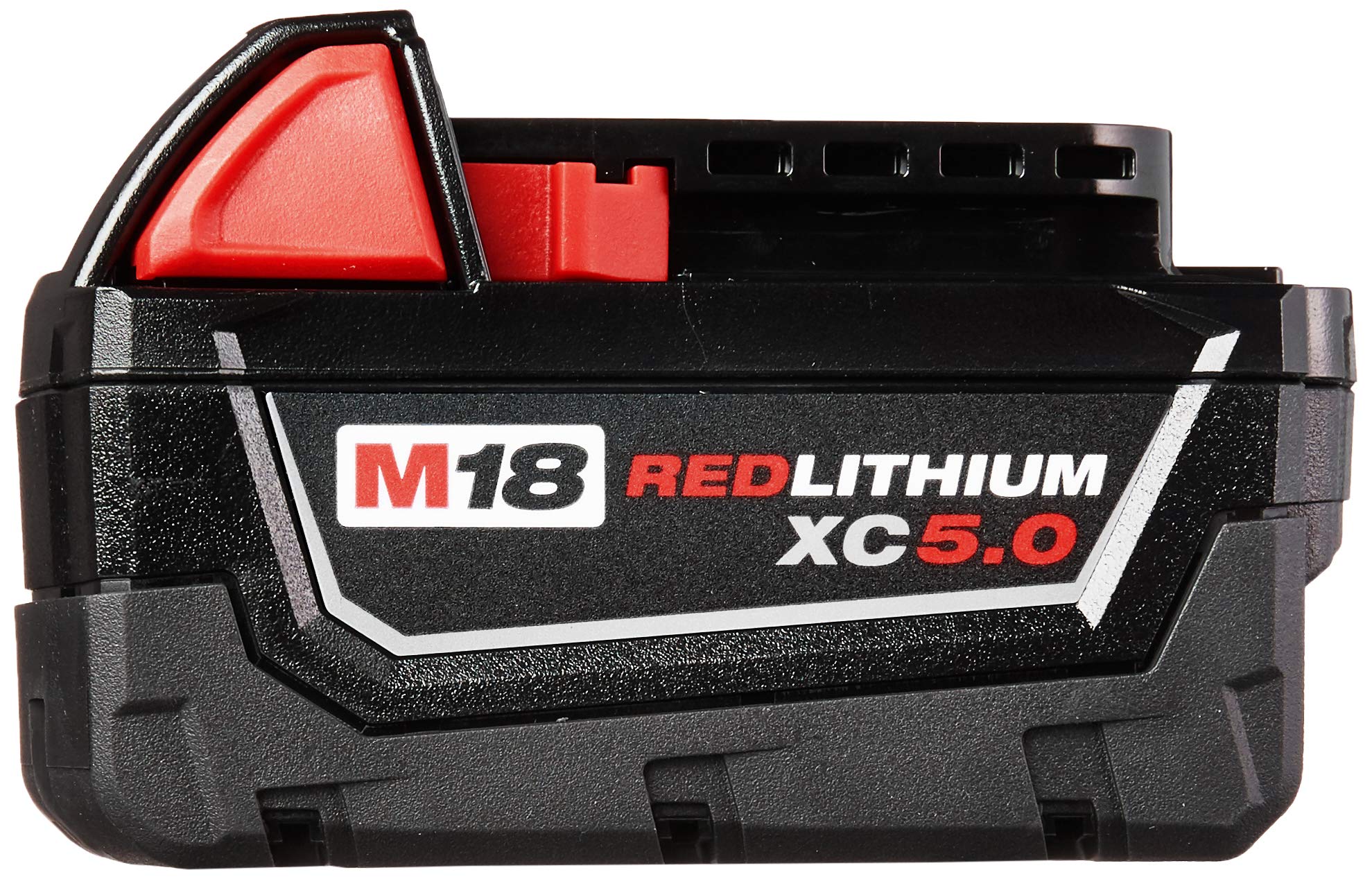 Milwaukee 48-11-1850 Bat Pack side view highlighting grip and balanced handling.